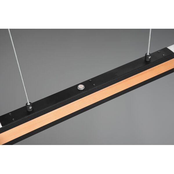 Φωτιστικό κρεμαστό LED TRIO Deacon, 42W, 2700-6000K, 3200lm, μαύρο/χρώμα ξύλου, 110x6x150cm