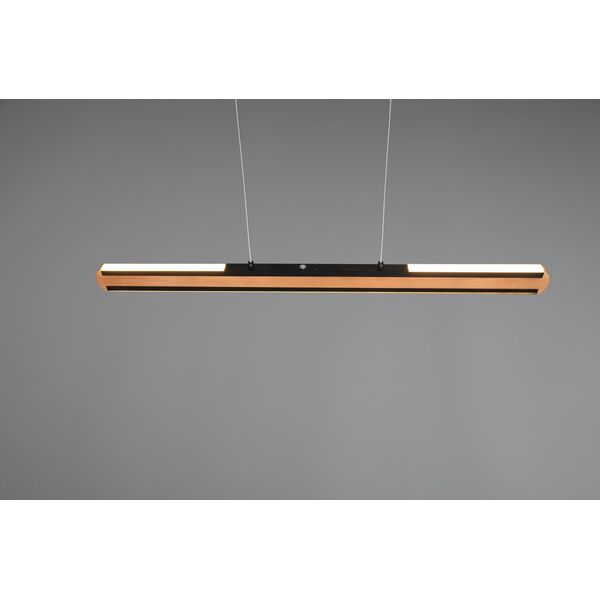 Φωτιστικό κρεμαστό LED TRIO Deacon, 42W, 2700-6000K, 3200lm, μαύρο/χρώμα ξύλου, 110x6x150cm