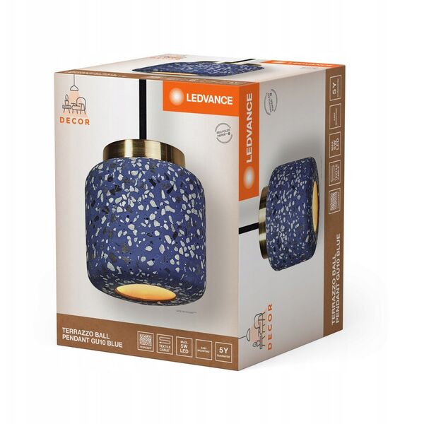 Φωτιστικό κρεμαστό LEDVANCE TERRAZZO BALLPENDANT GU10 max 5W μπλε πέτρα 10x150cm