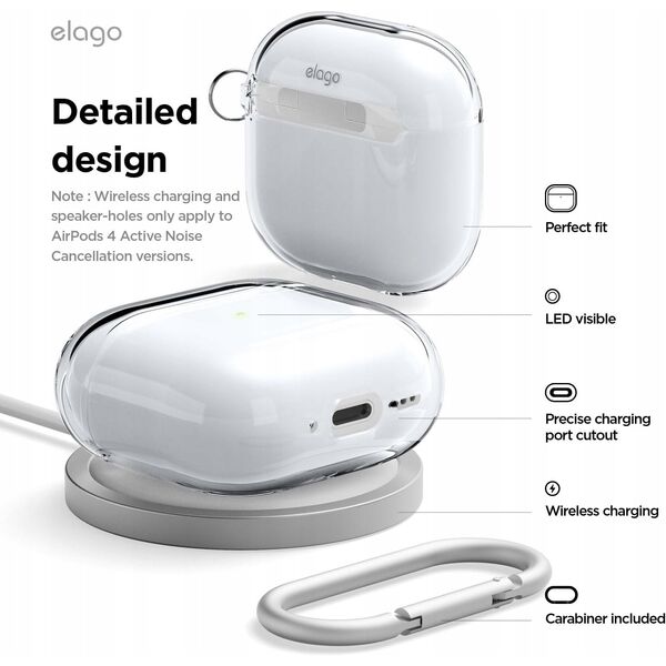 Elago AirPods 4 TPU Shell Case - θήκη με καραμπίνερ για AirPods 4 διαφανής - Εγγύηση ασφάλειας. Απλές δόσεις. Δωρεάν αποστολή από 170 zł.
