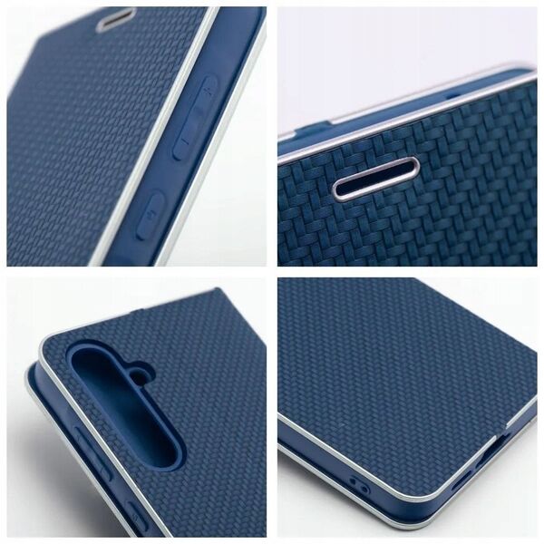 Θήκη LUNA Book Carbon για XIAOMI Redmi Note 14 4G (GLOBAL - 164,84mm x 78,15mm x 8,16mm) μπλε