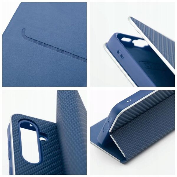 Θήκη LUNA Book Carbon για XIAOMI Redmi Note 14 4G (GLOBAL - 164,84mm x 78,15mm x 8,16mm) μπλε