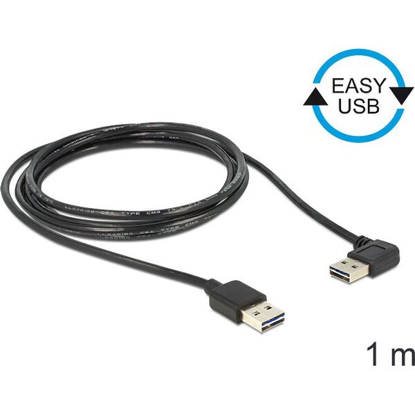 Kabel USB Delock USB-A - USB-A 1 m Czarny (83464)