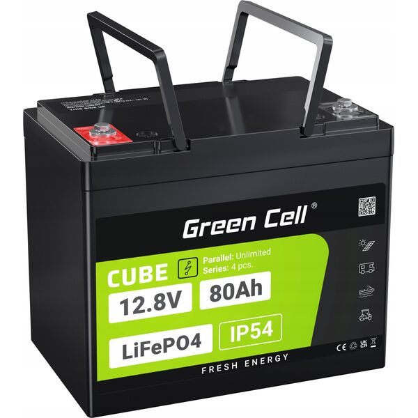 Green Cell Green Cell CUBE Akumulator LiFePO4 80Ah 12.8V 1024Wh Litowo-Żelazowo-Fosforanowy do Kampera, Urządzeń czyszczących, Kemping