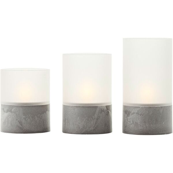 LED επιτραπέζιο φωτιστικό BRILLIANT BOUGIE, IP44, 2500K, 2xAA, χρονοδιακόπτης, ματ λευκό γυαλί, 3 τεμ