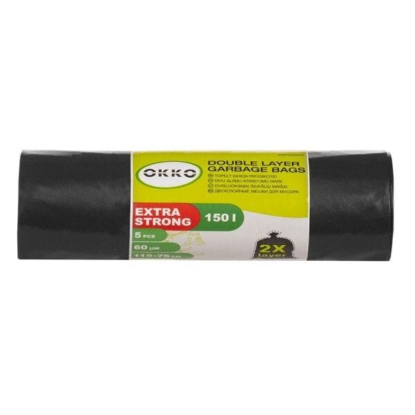 WASTE BAGS GREEN/BLACK 150L 5PCS 60MY