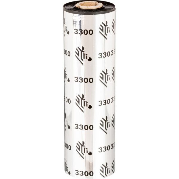 zebra Wax/Resin Ribbon, 84mmx74m (3.31inx242ft), 3300| Standard, 12mm (0.5in) core, 12/box