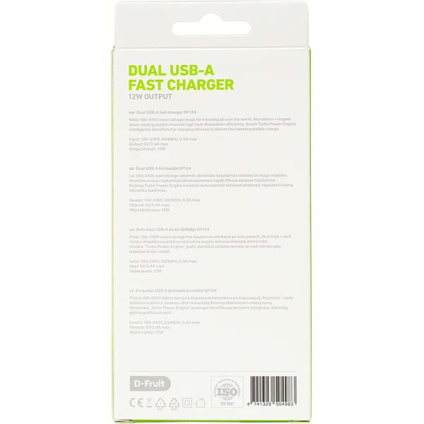 D-Fruit charger 12W 2xUSB-A DF124
