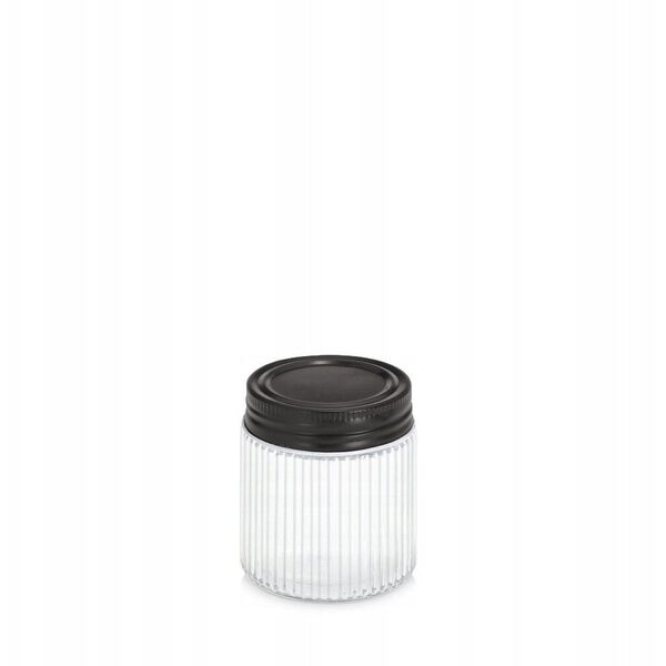 Βάζο με μεταλλικό καπάκι KITCHEN ESSENTIALS, ραβδωτό γυαλί