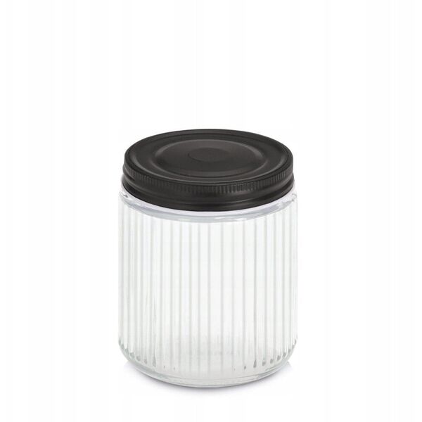 Βάζο με μεταλλικό καπάκι KITCHEN ESSENTIALS, ραβδωτό γυαλί
