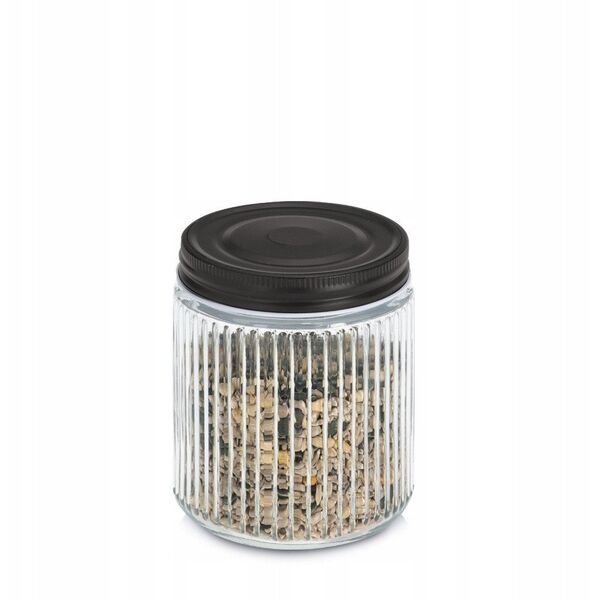 Βάζο με μεταλλικό καπάκι KITCHEN ESSENTIALS, ραβδωτό γυαλί