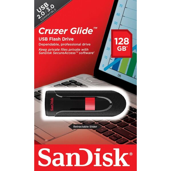 Pendrive SanDisk Cruzer Glide, 128 GB  (SDCZ60-128G-B35)