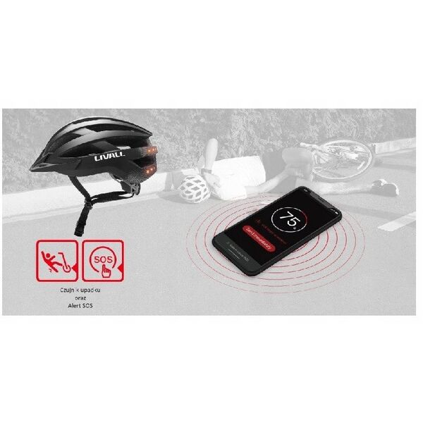 Κράνος ποδηλάτου MTB Bluetooth 58-62cm LED/SOS/Intercom μαύρο