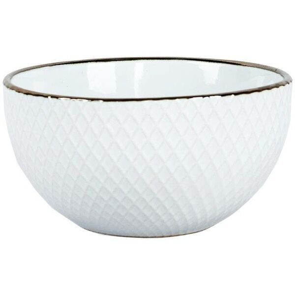 BOWL EMBOS OUTS GLAZE INSIDE WHITE 270ML