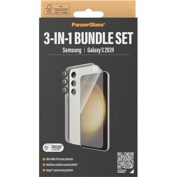PanzerGlass 3-in-1 Pack Samsung Galaxy S24 -Ultra-Wide Fit