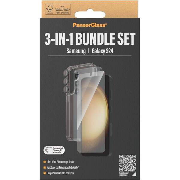 PanzerGlass 3-in-1 Pack Samsung Galaxy S24 -Ultra-Wide Fit