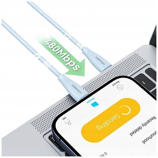 Καλώδιο USAMS Green Series SJ717 30W USB-C σε Lightning 1m μπλε