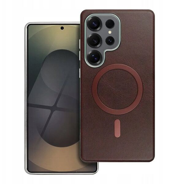 Θήκη GENTLEMAN MAG COVER συμβατή με MagSafe για SAMSUNG S25 PLUS καφέ