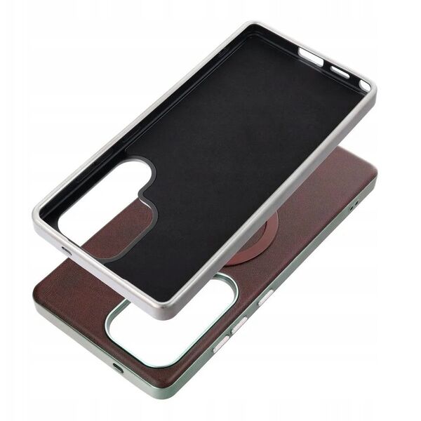 Θήκη GENTLEMAN MAG COVER συμβατή με MagSafe για SAMSUNG S25 PLUS καφέ