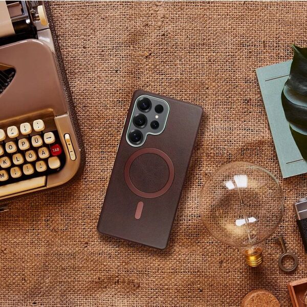 Θήκη GENTLEMAN MAG COVER συμβατή με MagSafe για SAMSUNG S25 PLUS καφέ