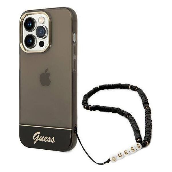 Guess Etui Guess GUHCP14LHGCOHK Apple iPhone 14 Pro czarny/black hardcase Translucent Pearl Strap