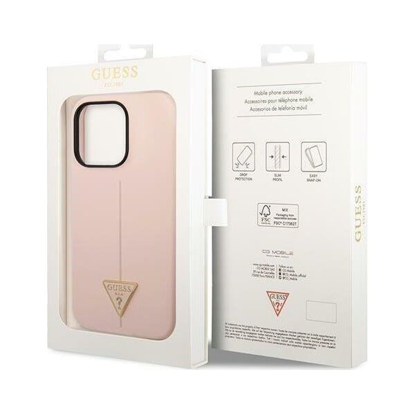 Guess Guess Silicone Triangle Logo - Etui iPhone 14 Pro Max (różowy)
