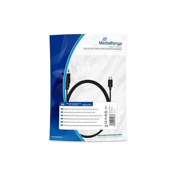 Kabel USB MediaRange USB-A - 1.8 m Czarny (MRCS188)