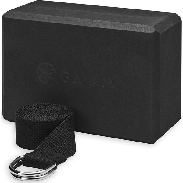 Gaiam GAIAM ZESTAW KOSTKA DO JOGI Z PASKIEM BLACK 63248