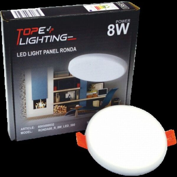 Φωτιστικό LED ενσωματωμένο TOPE RONDA, IP65, 3000 K, 8W, 580 lm, O10 cm