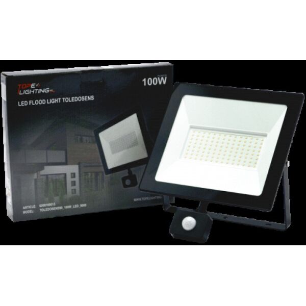 Προβολέας LED TOPE TOLEDOSENS, με αισθητήρα κίνησης, IP54, 4000 K, 9000 lm, 100 W