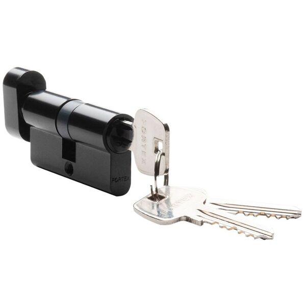 Κύλινδρος κλειδώματος FORTEX 31E, 30 x 35 mm, 3 κλειδιά, μαύρο χρώμα