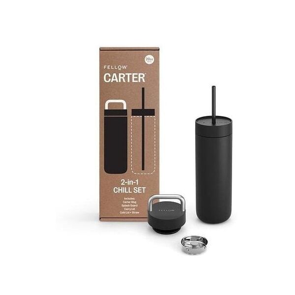 Fellow - Carter Chill Set 2 w 1 - Θερμική κούπα + 2 καπάκια - Μαύρο 591 ml