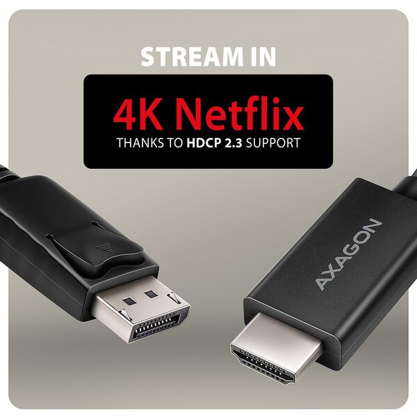 AXAGON RVD-HI20C2, DisplayPort -> HDMI 2.0b konwerter / kabel 1.8m, 4K/60Hz