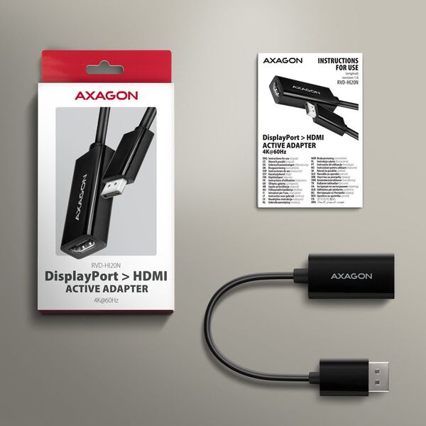 Μετατροπέας / αντάπτορας AXAGON RVD-HI20N, DisplayPort -> HDMI 2.0b, 4K/60Hz