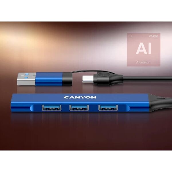 CANYON HUB DS-02 4 σε 1 USB-A/C Μπλε