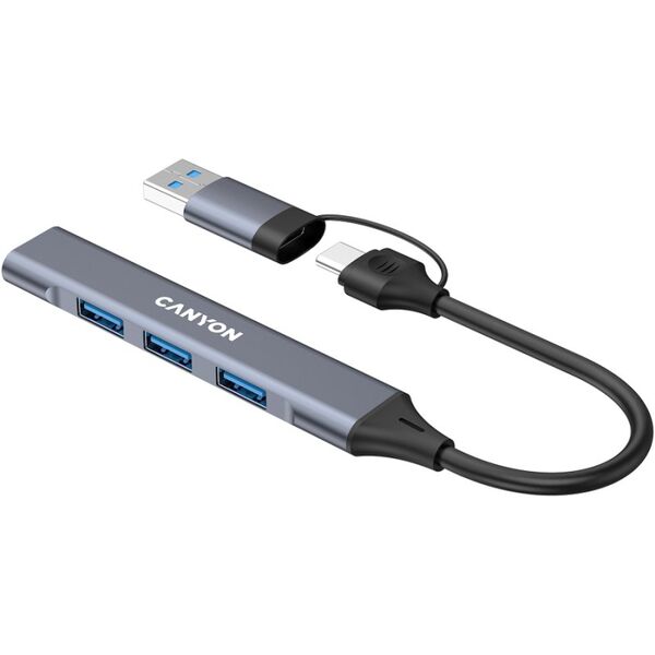 CANYON HUB DS-02 4 σε 1 USB-A/C Γκρι