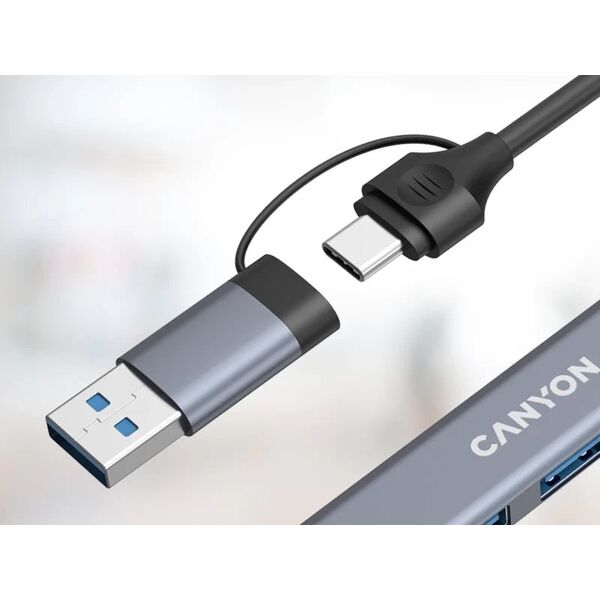 CANYON HUB DS-02 4 σε 1 USB-A/C Γκρι