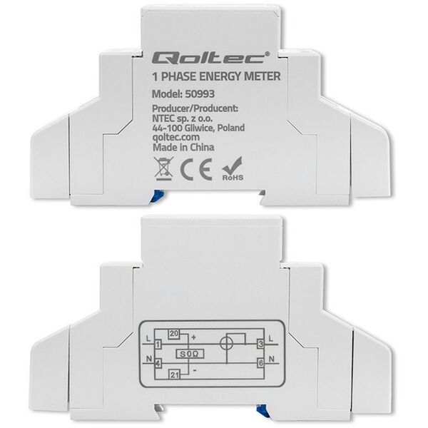 Jednofazowy elektroniczny licznik | miernik zużycia energii na szynę DIN | 230V | 30A | LCD | 1P