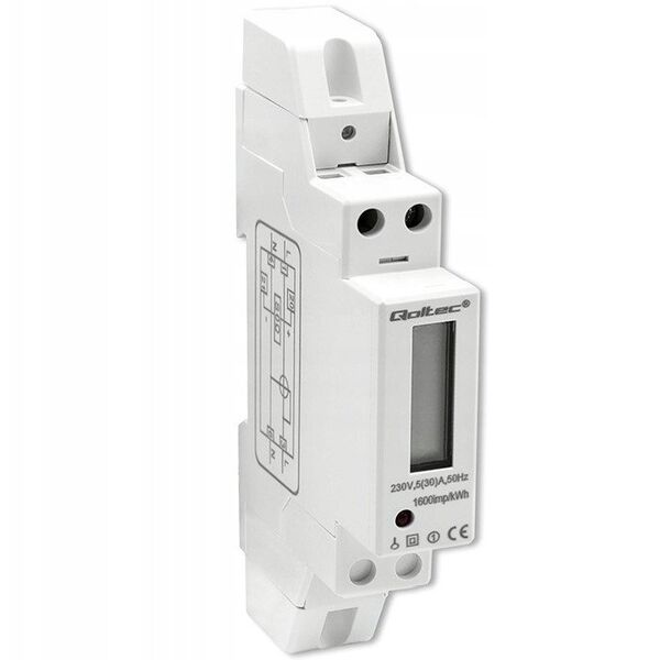 Jednofazowy elektroniczny licznik | miernik zużycia energii na szynę DIN | 230V | 30A | LCD | 1P