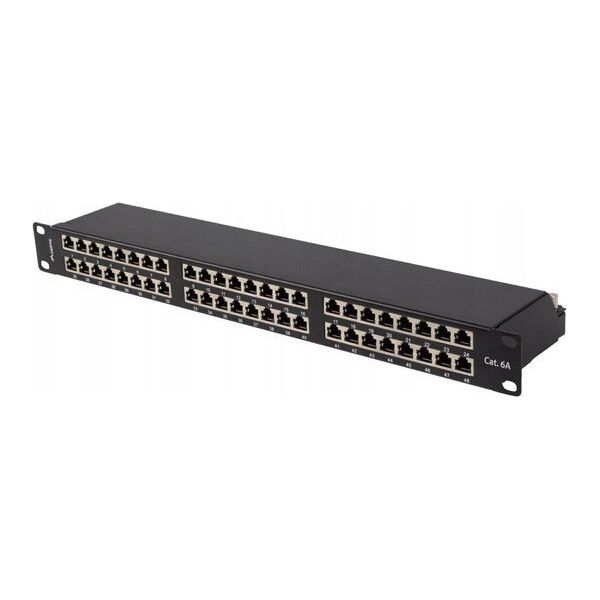 Lanberg LANBERG Patch Panel 48 Port 1U 19inch Kat 6A FTP Ekranowany Czarny