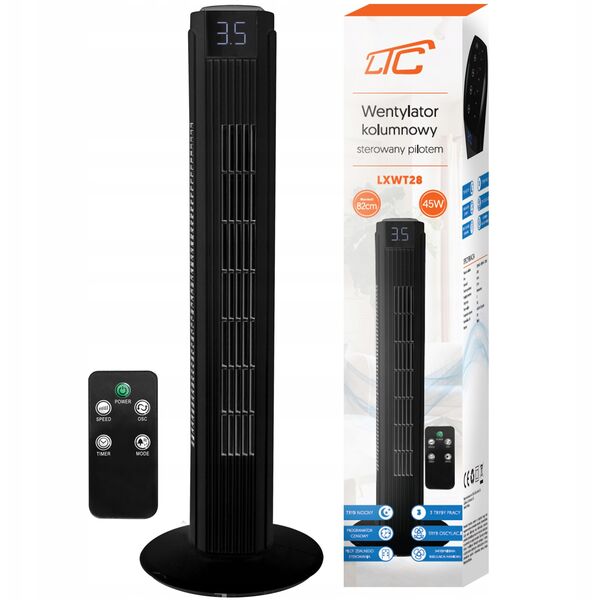 PS Wentylator kolumnowy 82cm 50W, LCD, sterowany pilotem LTC