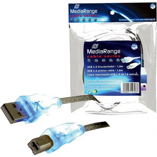 Kabel USB MediaRange USB-A - USB-B 1.8 m Przezroczysty (MRCS109)
