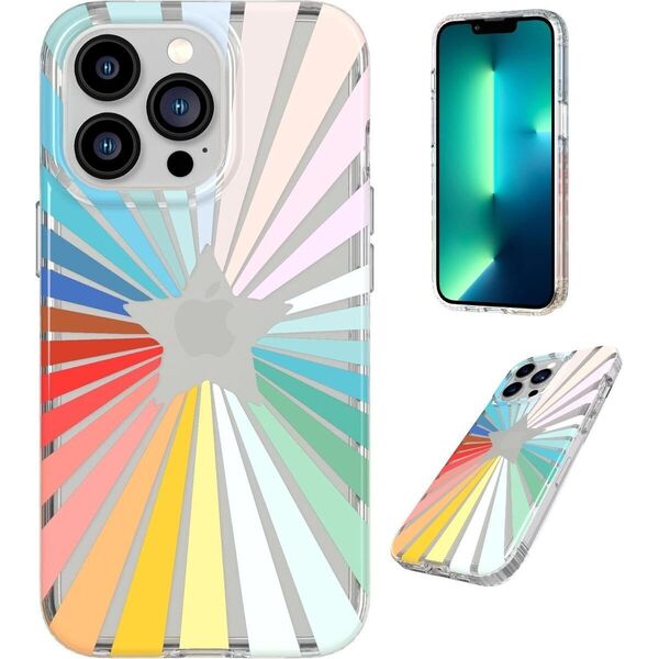 T21-9352 Tech21 EvoArt for iPhone 13 Pro - Rainbow Sunburst