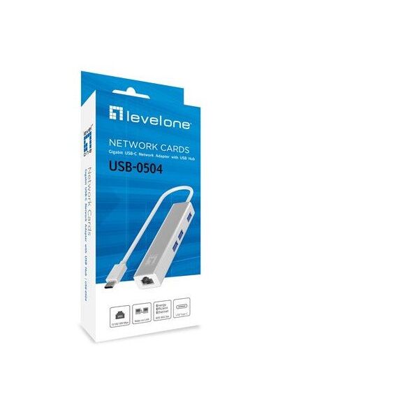 LevelOne Adapter USB-C -> GBit-LAN + USB3.0-Hub one size