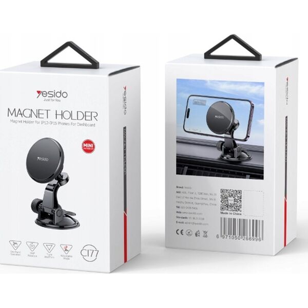 Yesido yesido Magnet. Uchwyt Samochodowy C177 MagSafe, BLACK / CZARNY
