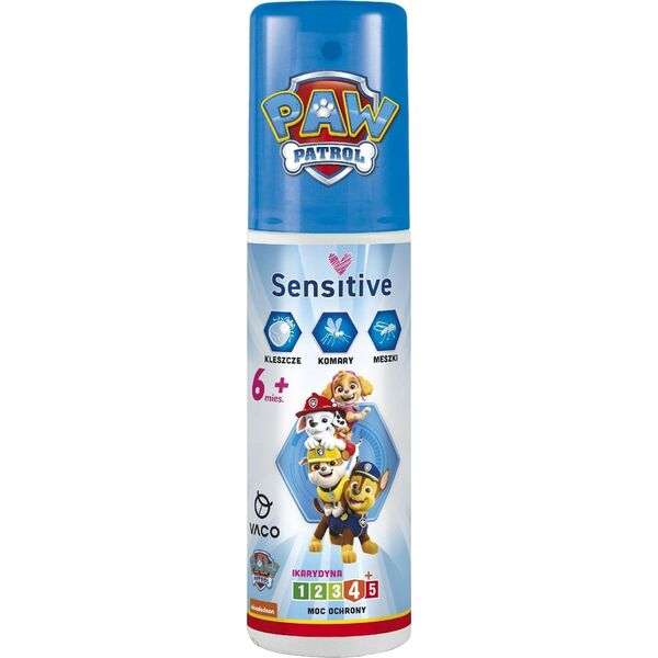 Vaco VACO Paw Patrol Płyn Sensitive na komary,kleszcze i meszki (Ikarydyna 10%) - dla dzieci (6m+)90ml