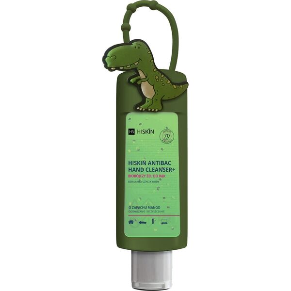 HiSkin HISKIN Antibac Hand Cleanser+ Biobójczy Żel do rąk o zapachu mango - dinozaur (butelka 75ml+etui)