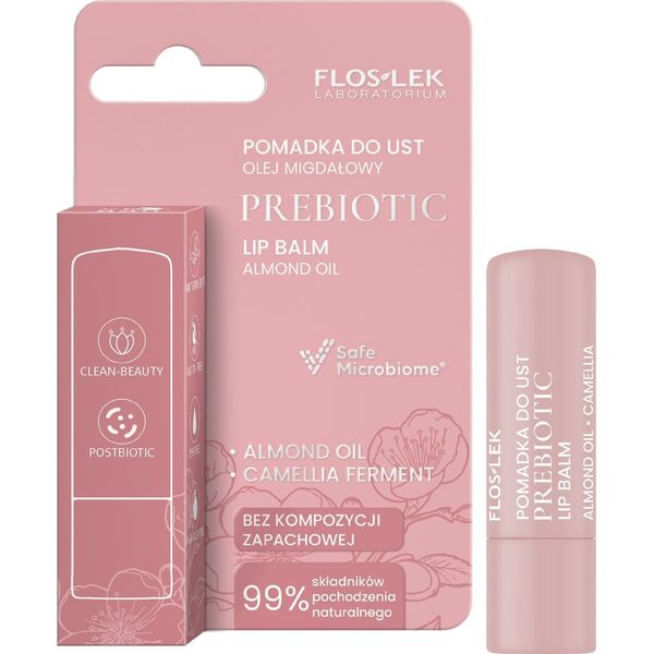 Floslek FLOSLEK Prebiotic Lip Care Prebiotyczna pomadka do ust olej migdałowy 4 g