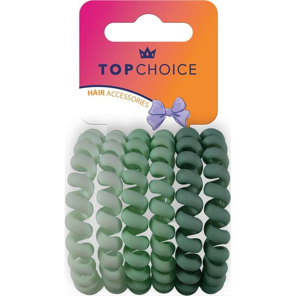 Top Choice TOP CHOICE Gumki do włosów - zielone (20025) 1 op. - 6 szt.