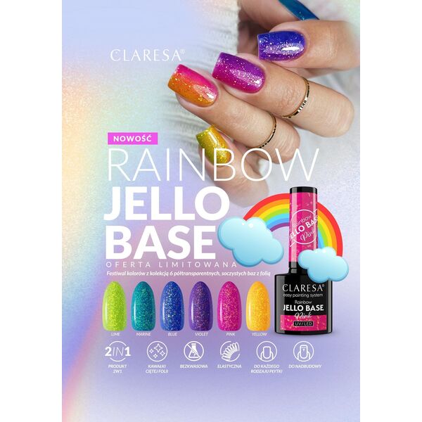 Claresa CLARESA Rainbow Jello Base Baza hybrydowa - Pink 5 g